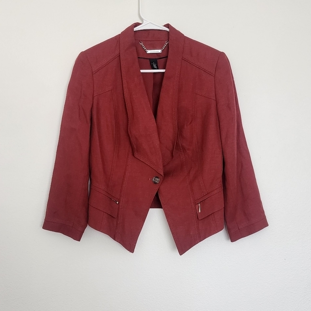 White House Black Market Chic Blazer Jacket In Rust Burgundy Size 6